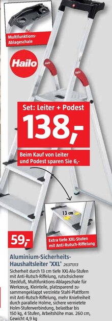 Aluminium-Sicherheits-Haushaltsleiter 'XXL' bei BAUHAUS in Heinsberg Aluminium-Sicherheits-Haushaltsleiter 'XXL' im Angebot bei BAUHAUS Heinsberg für 138,00 €