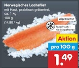 Norwegisches Lachsfilet im Netto Marken-Discount Prospekt Norwegisches Lachsfilet von im aktuellen Netto Marken-Discount Prospekt für 1,49 €