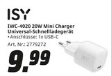 Aktuelles IWC-4020 20W Mini Charger Universal-Schnellladegerät Angebot bei MediaMarkt Saturn in Oldenburg ab 9,99 €
