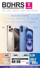 Telekom Partner Bührs Melle Prospekt für Bad Iburg: "BEREIT FÜR DIE NÄCHSTE GENERATION? Die neue iPhone 16 Serie: Jetzt bei uns verfügbar.", 8 Seiten, 01.10.2024 - 31.10.2024