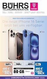 Aktueller Telekom Partner Bührs Melle Elektromarkt Prospekt in Dissen und Umgebung, "BEREIT FÜR DIE NÄCHSTE GENERATION? Die neue iPhone 16 Serie: Jetzt bei uns verfügbar." mit 8 Seiten, 01.10.2024 - 31.10.2024