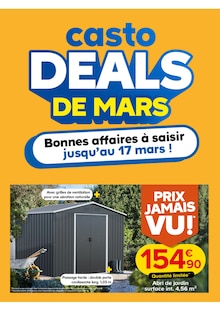 Prospectus Castorama de la semaine "casto DEALS DE MARS" avec 1 page, valide du 25/02/2025 au 17/03/2025 pour Cormeilles-en-Parisis et alentours