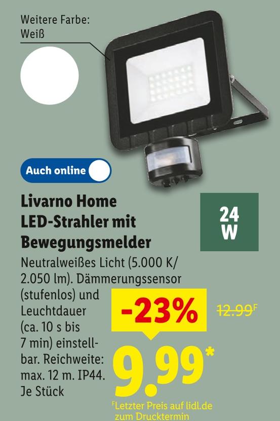 LED-Strahler mit Bewegungsmelder, Weitere Farbe: Weiß