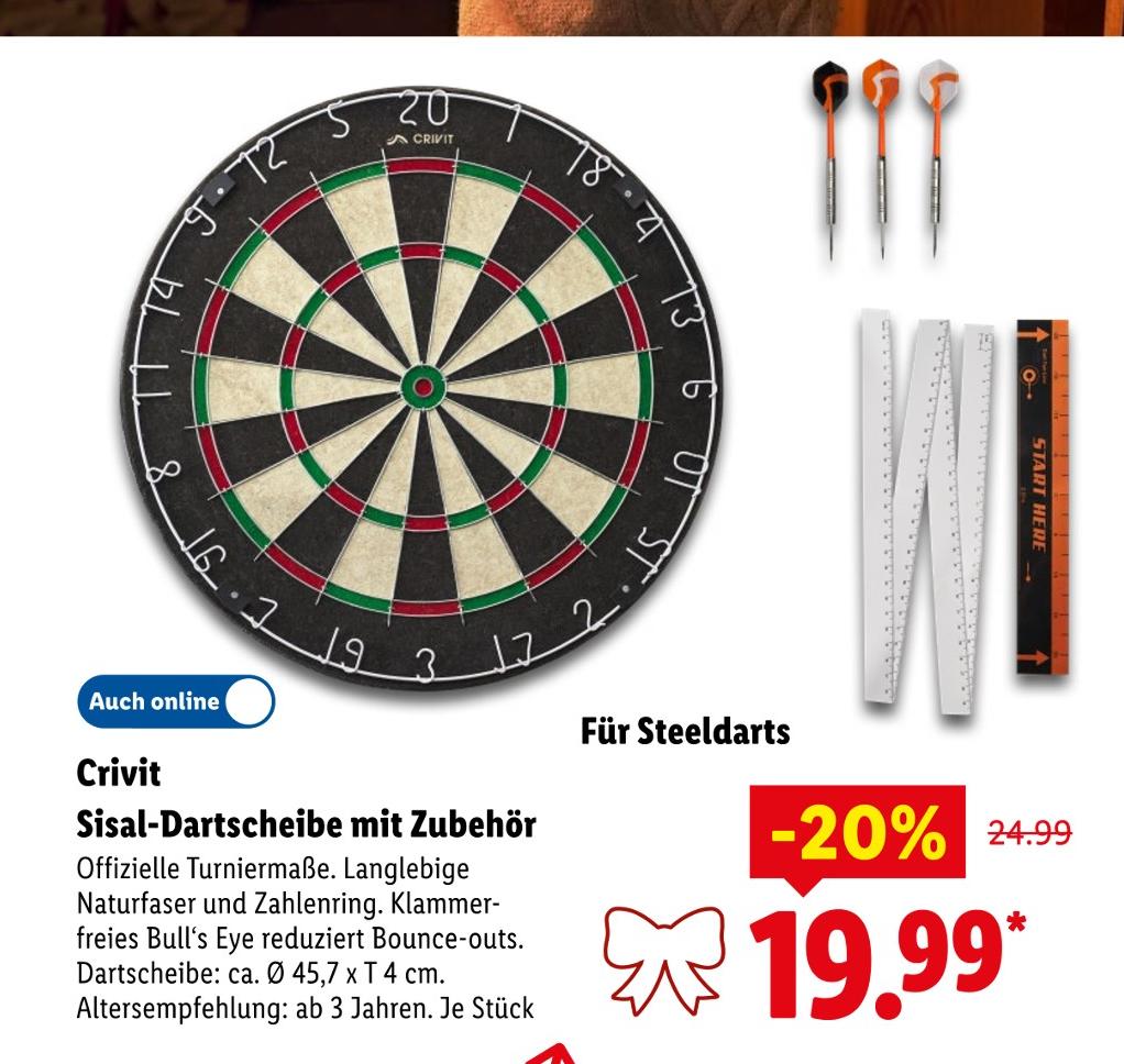 Sisal-Dartscheibe mit Zubehör