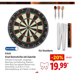 Sisal-Dartscheibe mit Zubehör