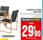 Brico Cash Vains - Promo Fauteuil de jardin effet bois Promo Fauteuil de jardin effet bois à 29,90 € dans le catalogue Brico Cash à Vains