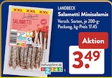 Salametti Minisalamis im ALDI SÜD Prospekt Salametti Minisalamis von Landbeck im aktuellen ALDI SÜD Prospekt für 3,49 €