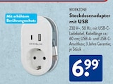 Steckdosenadapter mit USB von WORKZONE im aktuellen ALDI SÜD Prospekt für 6,99 €