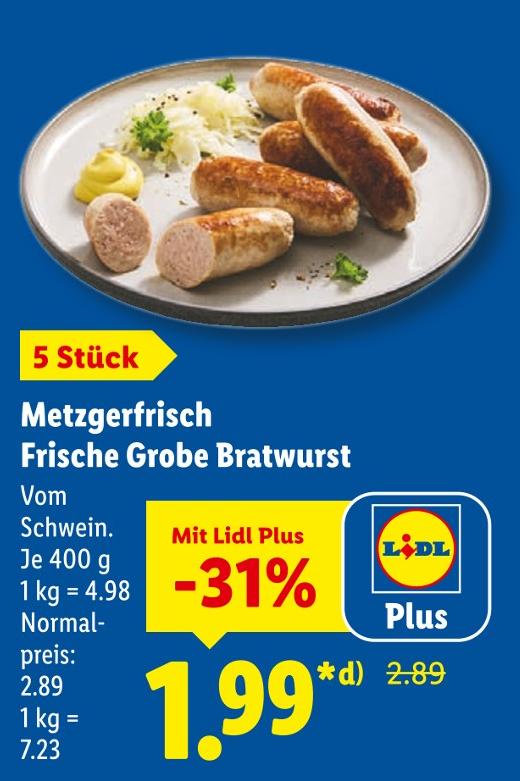 Metzgerfrisch Frische Grobe Bratwurst