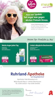 mea - meine apotheke Prospekt der Woche "Unsere Mai-Angebote" Seite 1, 01.05.2026 bis 31.05.2026 für Oberhausen Aktueller mea - meine apotheke Prospekt "Unsere Mai-Angebote" Seite 1 von 4 Seiten für Oberhausen