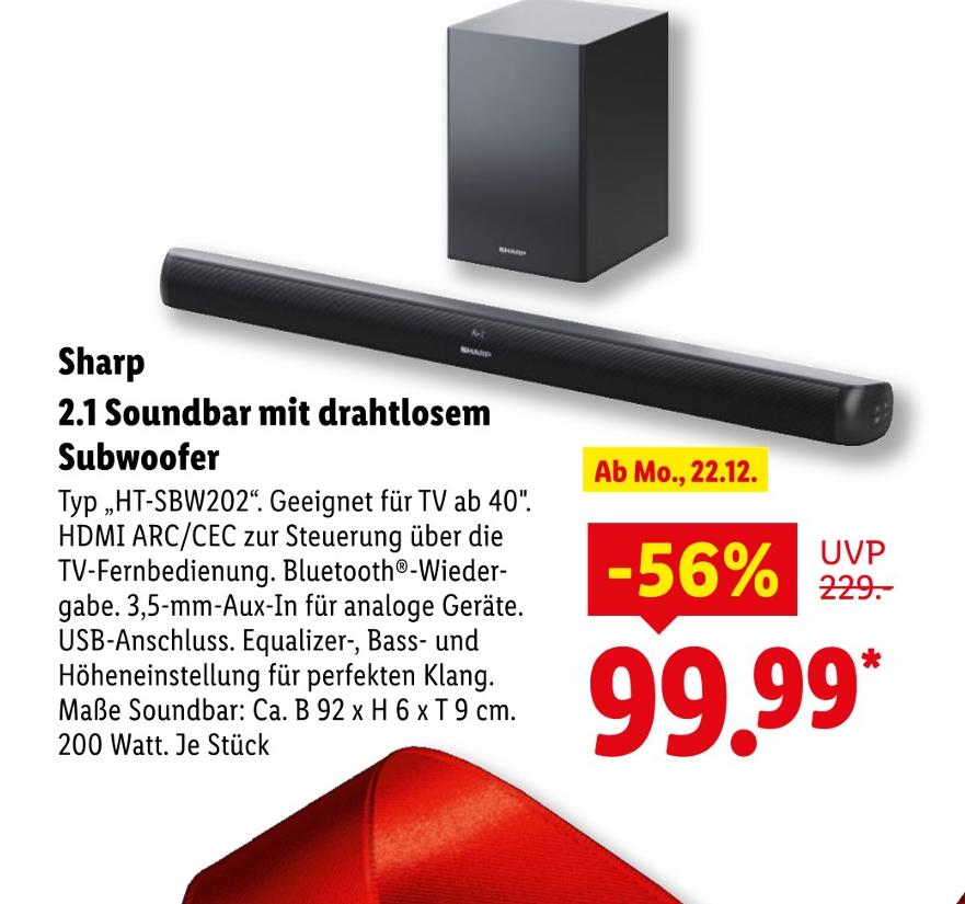 2.1 Soundbar mit drahtlosem Subwoofer