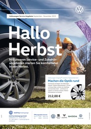 Volkswagen Prospekt "Herbst in Sicht", 1 Seite, 01.09.2023 - 01.09.2023 Aktueller Volkswagen Prospekt, "Herbst in Sicht", mit Angeboten der Woche, gültig von 01.09.2023 bis 01.09.2023
