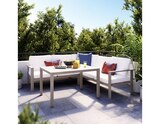 Salon de jardin en aluminium 5 places couleur effet bois clair et coussins beige "SEFIRA" - Blooma en promo chez Brico Dépôt Salon de jardin en aluminium 5 places couleur effet bois clair et coussins beige "SEFIRA" - Blooma dans le catalogue Brico Dépôt