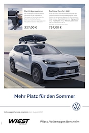 Volkswagen Prospekt für Bensheim mit 1 Seite Volkswagen Prospekt für Bensheim: "Mehr Platz für den Sommer", 1 Seite, 01.06.2025 - 31.08.2025