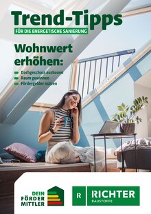 Bett im aktuellen Richter Baustoffe Prospekt (Lübeck) Bett im Richter Baustoffe Prospekt "Trend-Tipps für die energetische Sanierung" mit 48 Seiten (Lübeck)