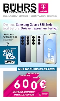 Smartphone im Telekom Partner Bührs Melle Prospekt "Die neue Samsung Galaxy S25 Serie jetzt bei uns: Drücken, sprechen, fertig." mit 8 Seiten (Osnabrück)