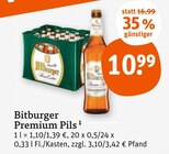 Aktuelles Bitburger Premium Pils Angebot bei tegut in Coburg ab 10,99 €