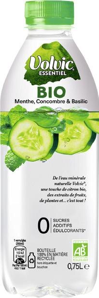 Eau aromamtisée Concombre Menthe & Basilic Bio Essentiel