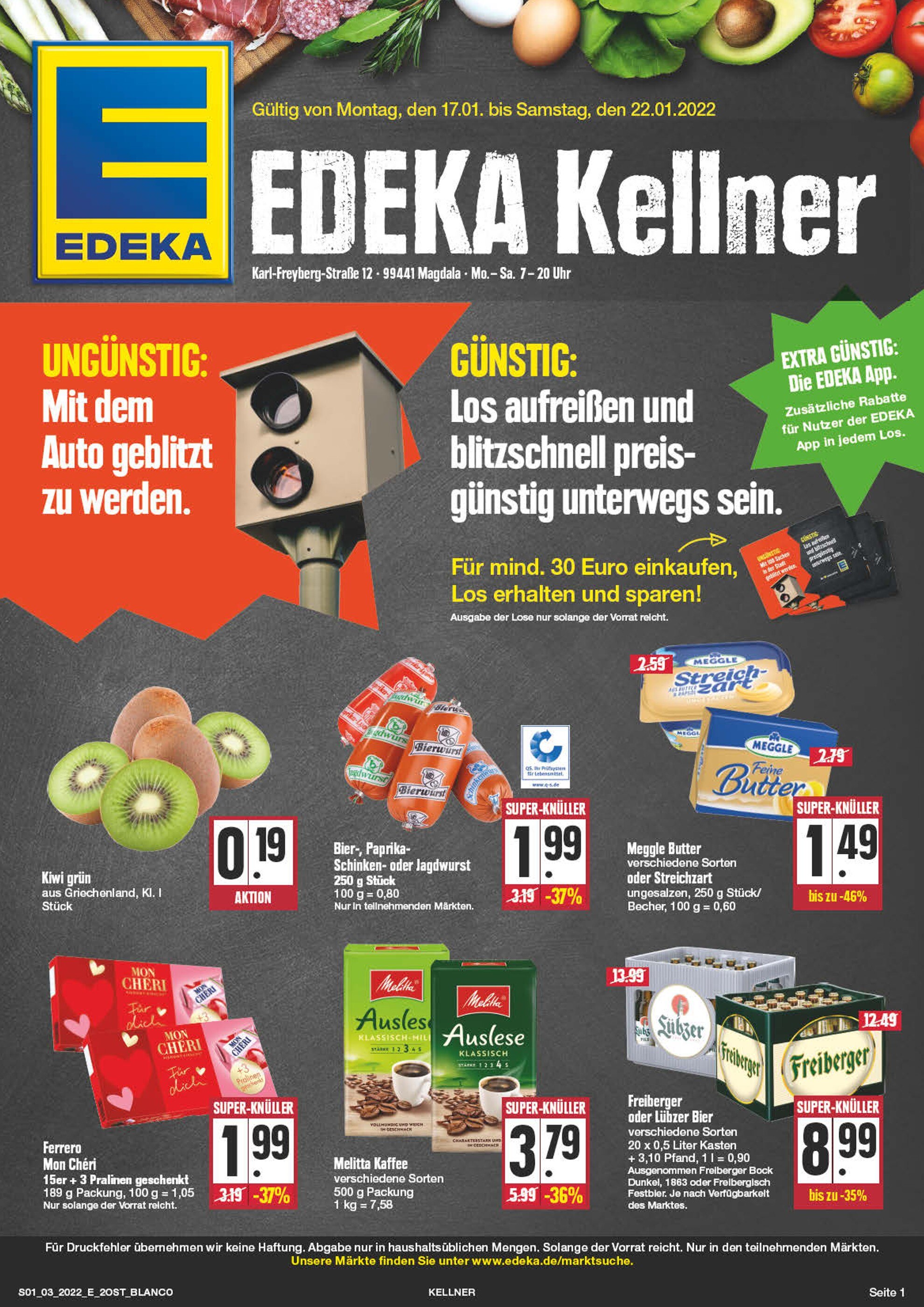 EDEKA Prospekt für Jena mit 24 Seiten EDEKA Prospekt für Jena: "Top Angebote!", 24 Seiten, 17.01.2022 - 22.01.2022