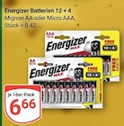 Batterien Mignon AA Angebote von Energizer bei GLOBUS Ludwigshafen für 6,66 €