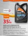 Huile auto premium FAP semi-synthétique 5W-40 - Temver - Rural Master à Toulouse Huile auto premium FAP semi-synthétique 5W-40 - Temver en promo chez Rural Master Toulouse à 35,90 €