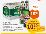 Beck’s Pils oder Pils unfiltered Angebote von Beck's bei tegut Offenbach für 10,49 €