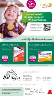 mea - meine apotheke Prospekt der Woche "Unsere Dezember-Angebote" Seite 1, 01.12.2025 bis 31.12.2025 für Wallenfels Aktueller mea - meine apotheke Prospekt "Unsere Dezember-Angebote" Seite 1 von 4 Seiten für Wallenfels
