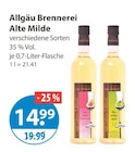 Alte Milde von Allgäu Brennerei für 14,99 € bei V-Markt im Angebot Alte Milde von Allgäu Brennerei im aktuellen V-Markt Prospekt