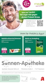 mea - meine apotheke Apotheken Prospekt der aktuellen Woche mit 4 Seiten, gültig von 01.08.2026 bis 31.08.2026, in Rutesheim und Umgebung Aktueller mea - meine apotheke Apotheken Prospekt in Rutesheim und Umgebung, "Unsere August-Angebote" mit 4 Seiten, 01.08.2026 - 31.08.2026