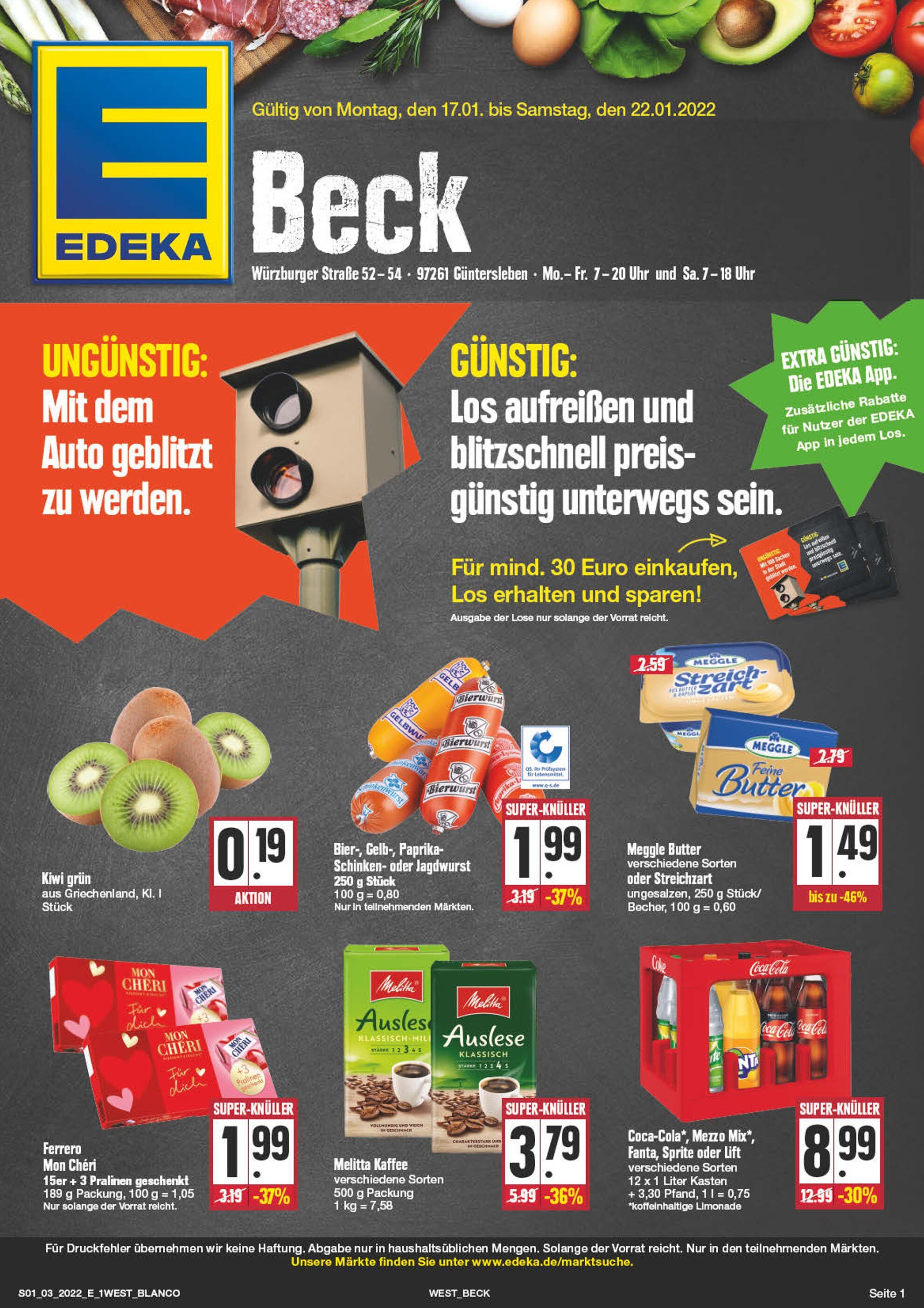 EDEKA Prospekt für Zellingen mit 24 Seiten EDEKA Prospekt für Zellingen: "Top Angebote!", 24 Seiten, 17.01.2022 - 22.01.2022