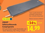 Selbstaufblasende Campingmatte im Angebot bei Lidl in Wolfenbüttel Selbstaufblasende Campingmatte Angebote von CRIVIT bei Lidl Wolfenbüttel für 14,99 €