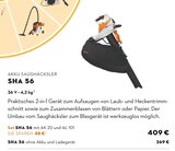 STIHL - Akku-Saughäcksler SHA 56 Angebot im Prospekt Akku-Saughäcksler SHA 56 bei STIHL im Prospekt "" für 269,00 €
