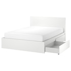 Aktuelles Bettgestell hoch mit 2 Schubkästen weiß/Leirsund 140x200 cm Angebot bei IKEA in Wolfsburg ab 398,00 €