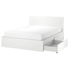 Aktuelles Bettgestell hoch mit 2 Schubkästen weiß/Leirsund 140x200 cm Angebot bei IKEA in Pforzheim ab 398,00 €