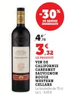 Vin de Californie Cabernet Sauvignon Rouge - Western Cellars - Super U à Metz Vin de Californie Cabernet Sauvignon Rouge - Western Cellars en promo chez Super U Metz à 3,32 €