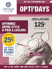 Catalogue E.Leclerc à Lesneven cette semaine, valable du 02/09/2025 au 27/09/2025 Prospectus E.Leclerc à Lesneven, "OPTI'DAYS*", 4 pages de promos valables du 02/09/2025 au 27/09/2025