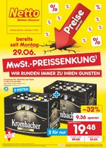Netto Marken-Discount Prospekt für Duisburg mit 43 Seiten Netto Marken-Discount Prospekt für Duisburg: "MwSt.-PREISSENKUNG - WIR RUNDEN IMMER ZU IHREN GUNSTEN", 43 Seiten, 06.07.2020 - 11.07.2020