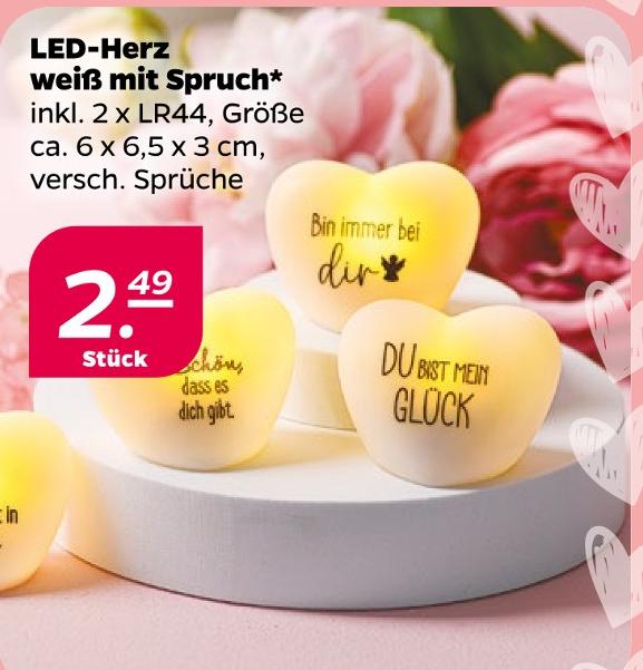 LED-Herz weiß mit Spruch