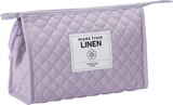 dm-drogerie markt Einbeck - Kosmetiktasche flieder "made from Linen" Angebot im Prospekt Kosmetiktasche flieder "made from Linen" bei dm-drogerie markt im Einbeck Prospekt für 9,95 €
