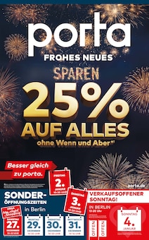 porta Möbel Prospekt FROHES NEUES SPAREN! mit 4 Seiten