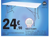 Table pliante en promo chez E.Leclerc Troyes à 24,90 €
