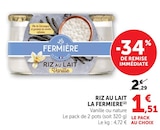Riz au Lait Vanille ou Nature - La Fermière dans le catalogue U Express