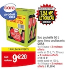 Sac poubelle 50 L avec liens coulissants - CORA en promo chez Cora Reims à 9,20 €