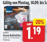 Aktuelle Kaffee Angebote bei WEZ in Bad Salzuflen Aktuelles Genuss Kaffeefilter Angebot bei WEZ in Bad Salzuflen ab 1,19 €