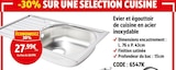Screwfix Loison-sous-Lens - Promo Evier et égouttoir de cuisine en acier inoxydable Promo Evier et égouttoir de cuisine en acier inoxydable à 27,99 € dans le catalogue Screwfix à Loison-sous-Lens