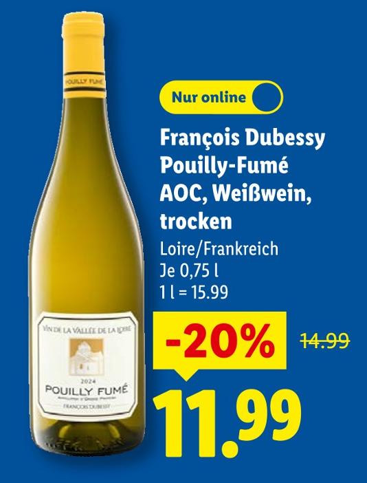 Pouilly-Fumé AOC, Weißwein, trocken