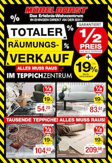 Teppichboden im aktuellen Möbel Borst Prospekt (Ulm) Teppichboden im Möbel Borst Prospekt "TOTALER RÄUMUNGSVERKAUF" mit 2 Seiten (Ulm)