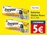 Batterien Alkaline Power Angebote von Energizer bei famila Nordost Kiel für 5,00 €