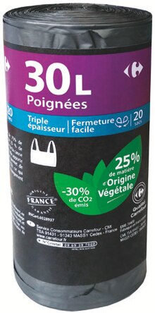 20 sacs poubelle 30 l - Carrefour Market à Versailles 20 sacs poubelle 30 l en promo chez Carrefour Market Versailles à 4,50 €