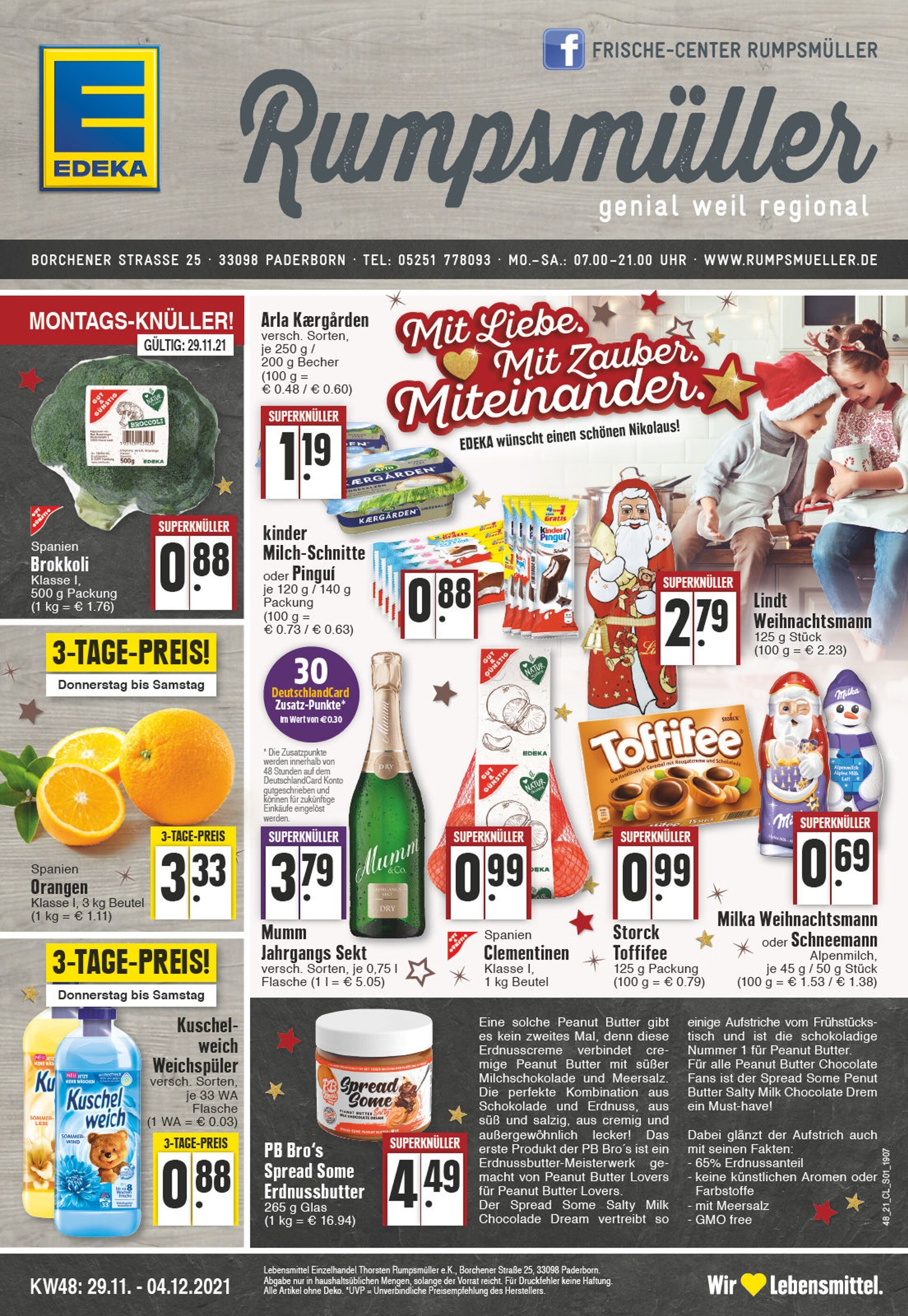 EDEKA Prospekt für Paderborn mit 24 Seiten EDEKA Prospekt für Paderborn: "Aktuelle Angebote", 24 Seiten, 29.11.2021 - 04.12.2021
